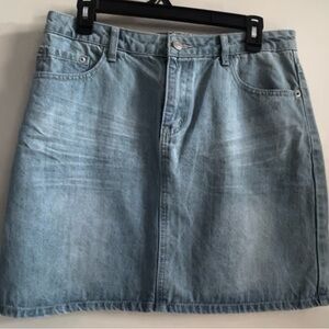 Listicle Light Wash Denim Skirt